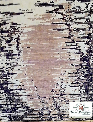 Contemporary Beige and Black Handmade Chobi  (4X6 ft)