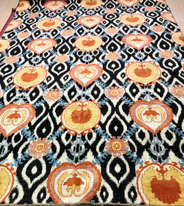 Black Yellow and Rust Handmade Suzani Carpet (9x12 ft)
