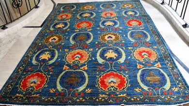 Elite Blue Suzani Carpet (6x9 ft)