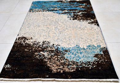 Blue Off-white Brown Contemporary Chobi (4x6 ft)