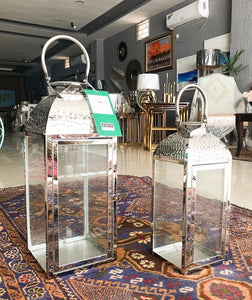 Hammered Metal Hurricane Lamps (Pair)
