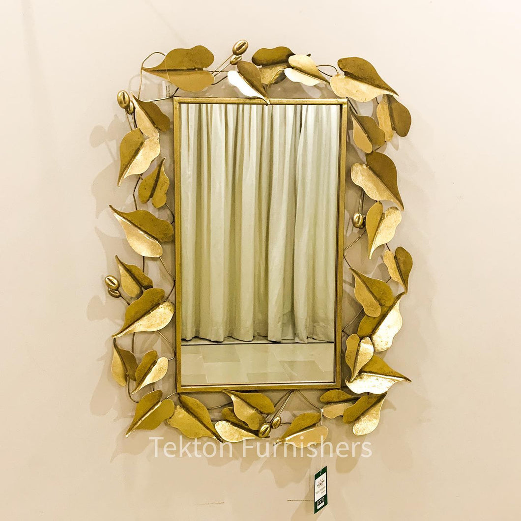 Mirror in metal Leaf frame.