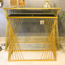 Load image into Gallery viewer, Modern Metal Console with Glass Top