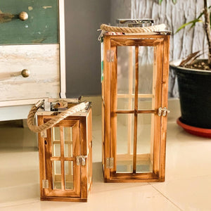 Pair of wooden lanterns