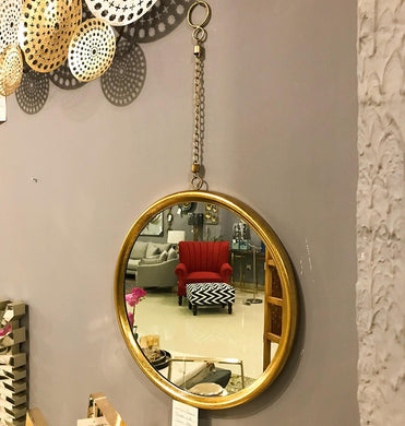 Round Mirror with Chain Hanging