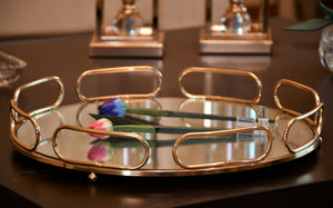 Round Metal Tray with mirror Large