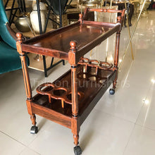 Load image into Gallery viewer, Tea trolley in solid sheesham wood