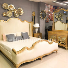 Load image into Gallery viewer, Upholstered Bed set in Sheesham wood.