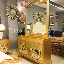 Load image into Gallery viewer, Upholstered Bed set in Sheesham wood.