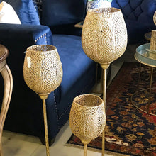 Load image into Gallery viewer, Vintage Gold Cup Candle Stands.